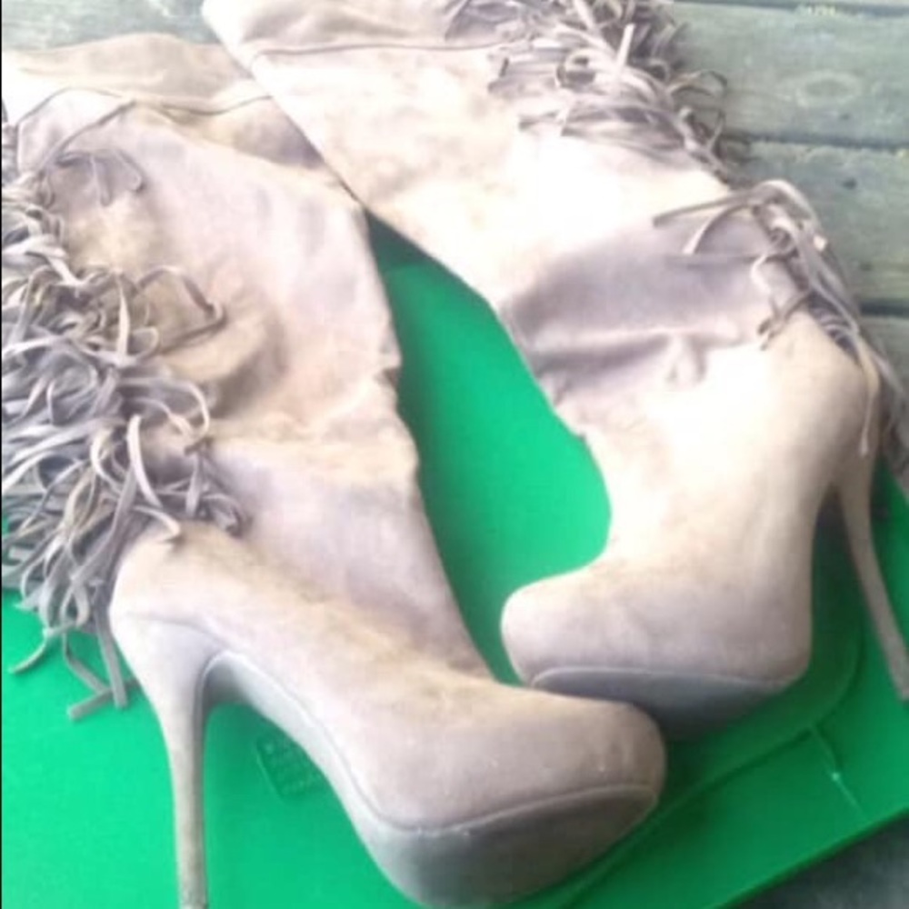 Over the knee high heel boots